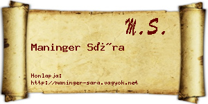 Maninger Sára névjegykártya